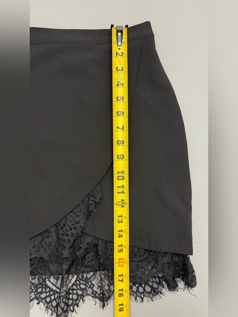 Sugar + Lips Black Lace Trim Mini Skirt Size S Faux Wrap Slip Style - Picture 11 of 11